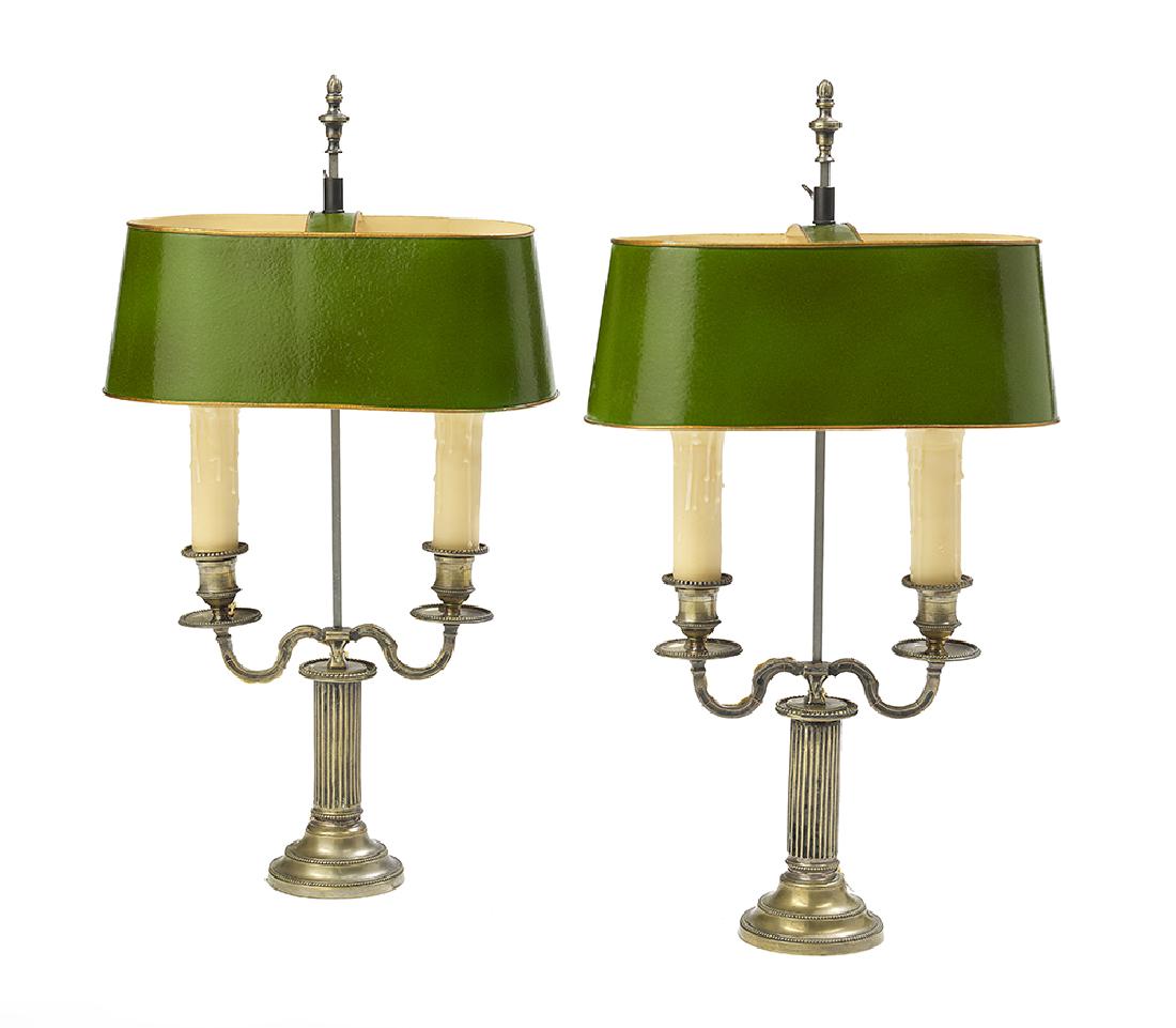 Pair of Silverplated Bouillotte Lamps (1 of 1)
