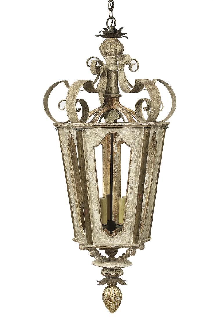 Louis XIV-Style Wood and Metal Strapwork Lantern (1 of 1)