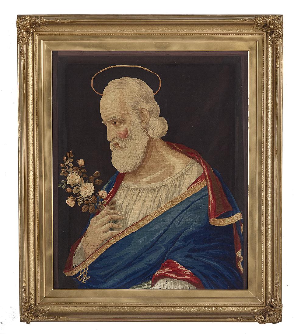 Fine Continental Framed Embroidery of St. Joseph (1 of 1)