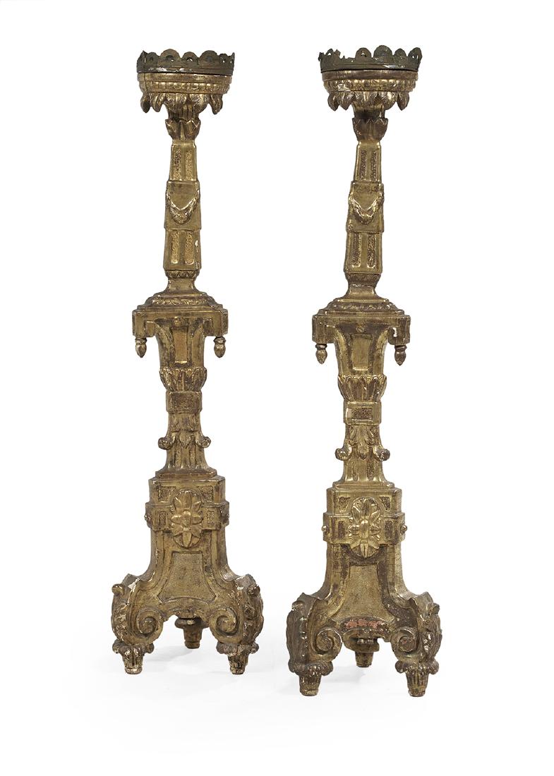 Pair of Monumental Carved Giltwood Altar Sticks (1 of 1)