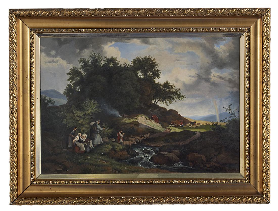 After Adrian L. Richter (German, 1803-1884): After Adrian Ludwig Richter (German, 1803-1884) "Bohemian Pastoral Landscape", 1911, after the 1841 orifinal in the Royal Gallery, Dresden oil on canvas signed and dated lower right, "Konigl Gemaldega