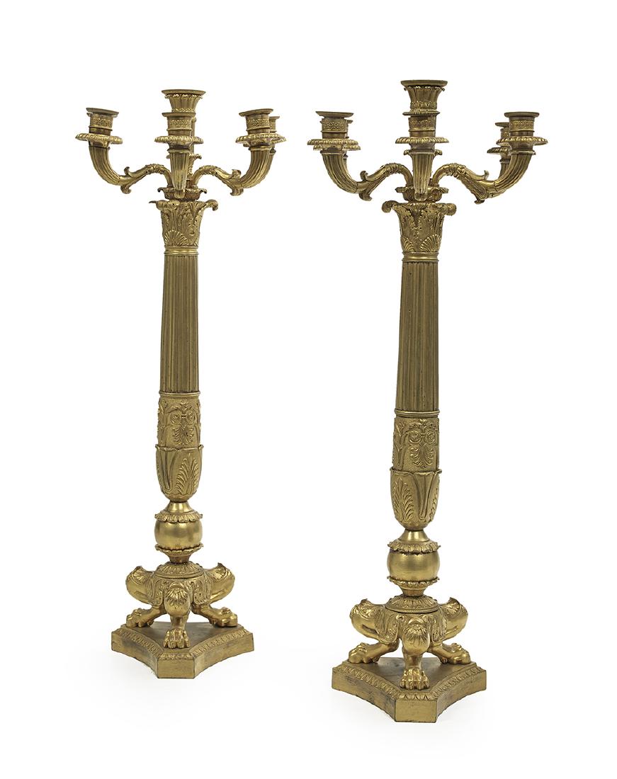 Pair of Restauration Gilt-Bronze Candelabra (1 of 1)