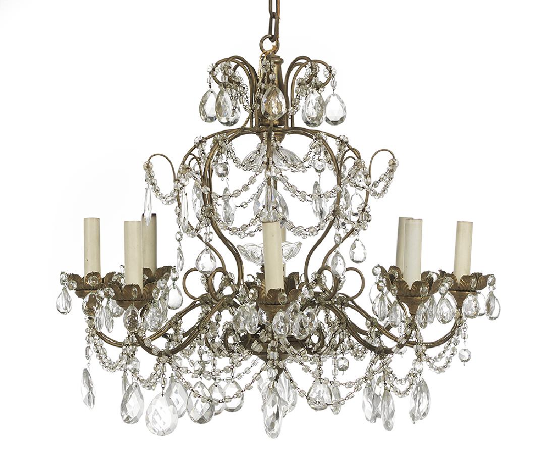 Gilt-Metal, Giltwood and Crystal Chandelier (1 of 1)