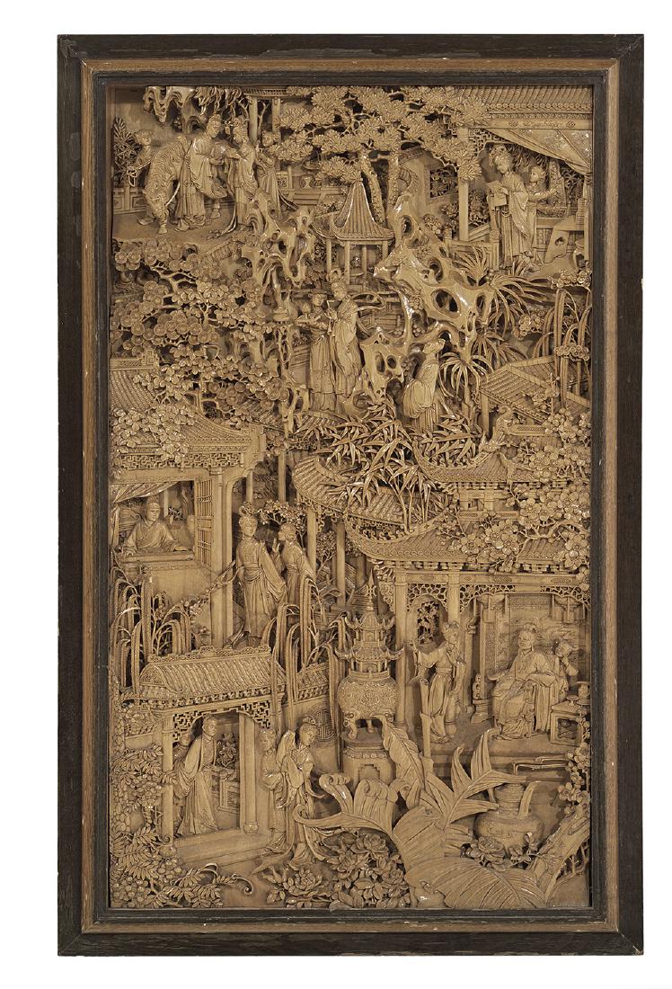 Exquisite Chinese Dongyang Carved Wood Panel (1 of 1)