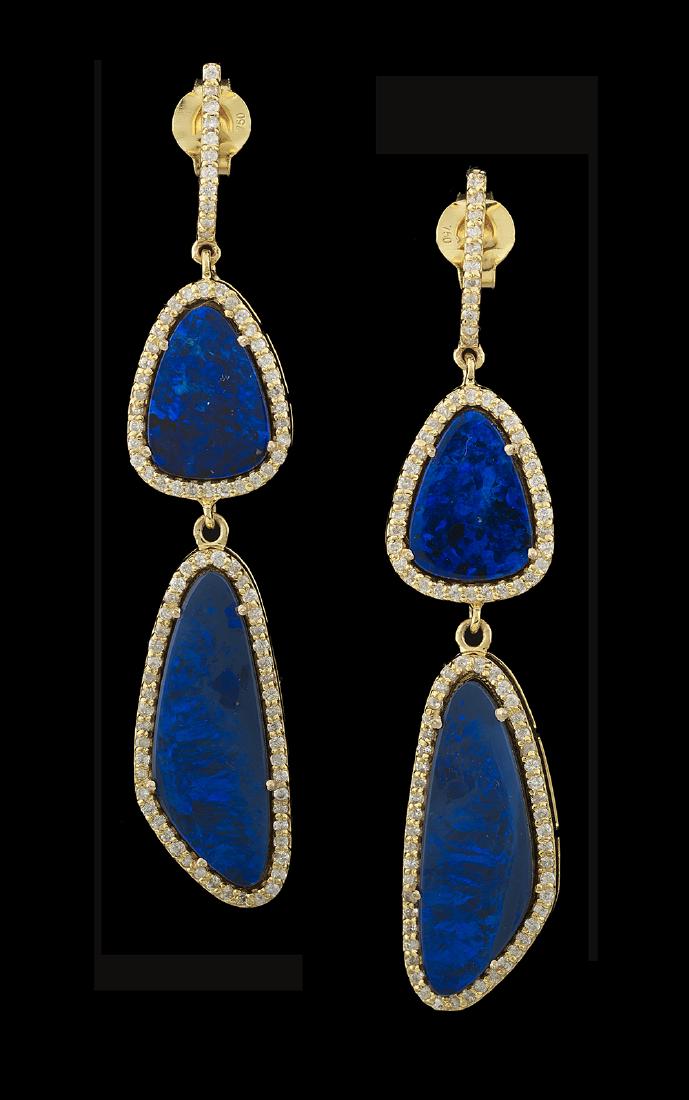 Beautiful Blue Opal and Diamond Earrings (1 of 1)