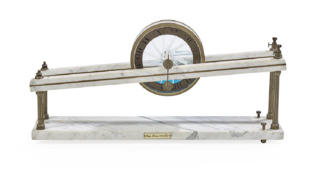 Marble, Bronze and Acrylic Inclined Plane Clock