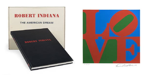 Robert Indiana (American, b. 1928): Robert Indiana (American, b. 1928) "The American Dream" artist book with poetry by Robert Creeley, foreword by Susan Elizabeth Ryan and captions by Michael McKenzie published by Marco Fine Arts Contem