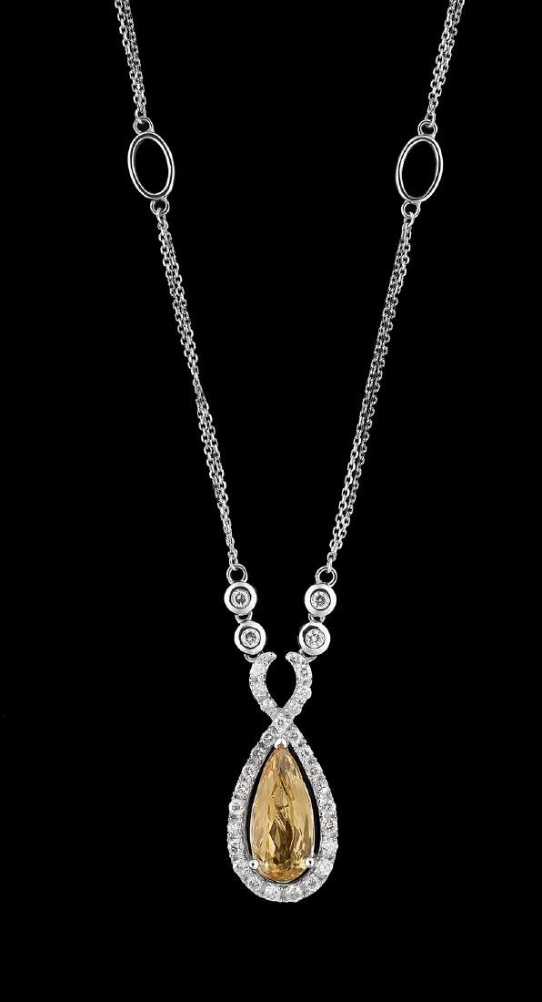 Topaz and Diamond Pendant with Chain (1 of 1)
