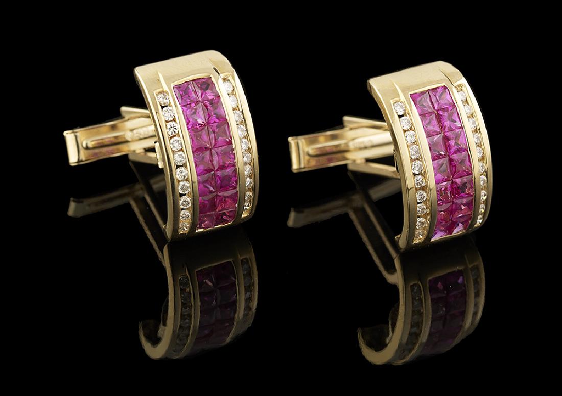 Pink Sapphire and Diamond Cufflinks (1 of 1)