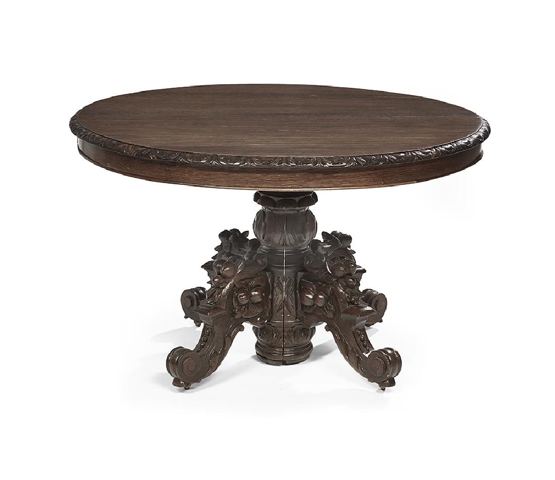 Renaissance-Style Oak Extension Dining Table (1 of 1)