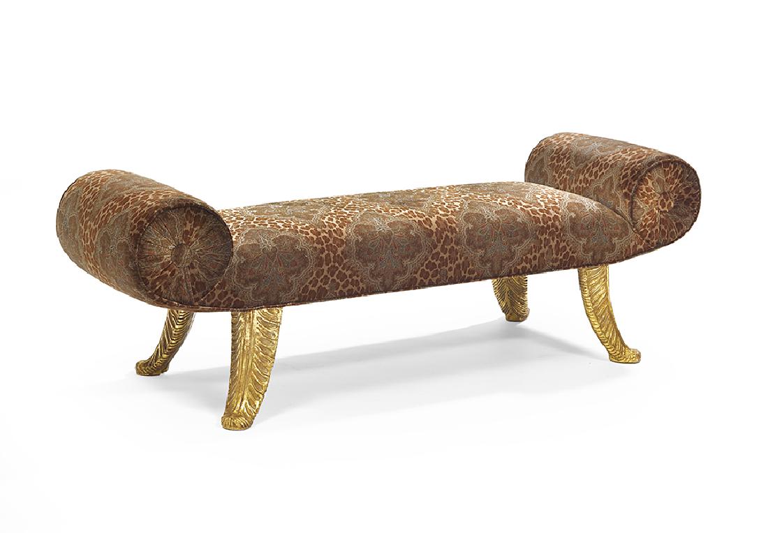 Giltwood Roll-Arm Bench in the Regency Taste (1 of 1)
