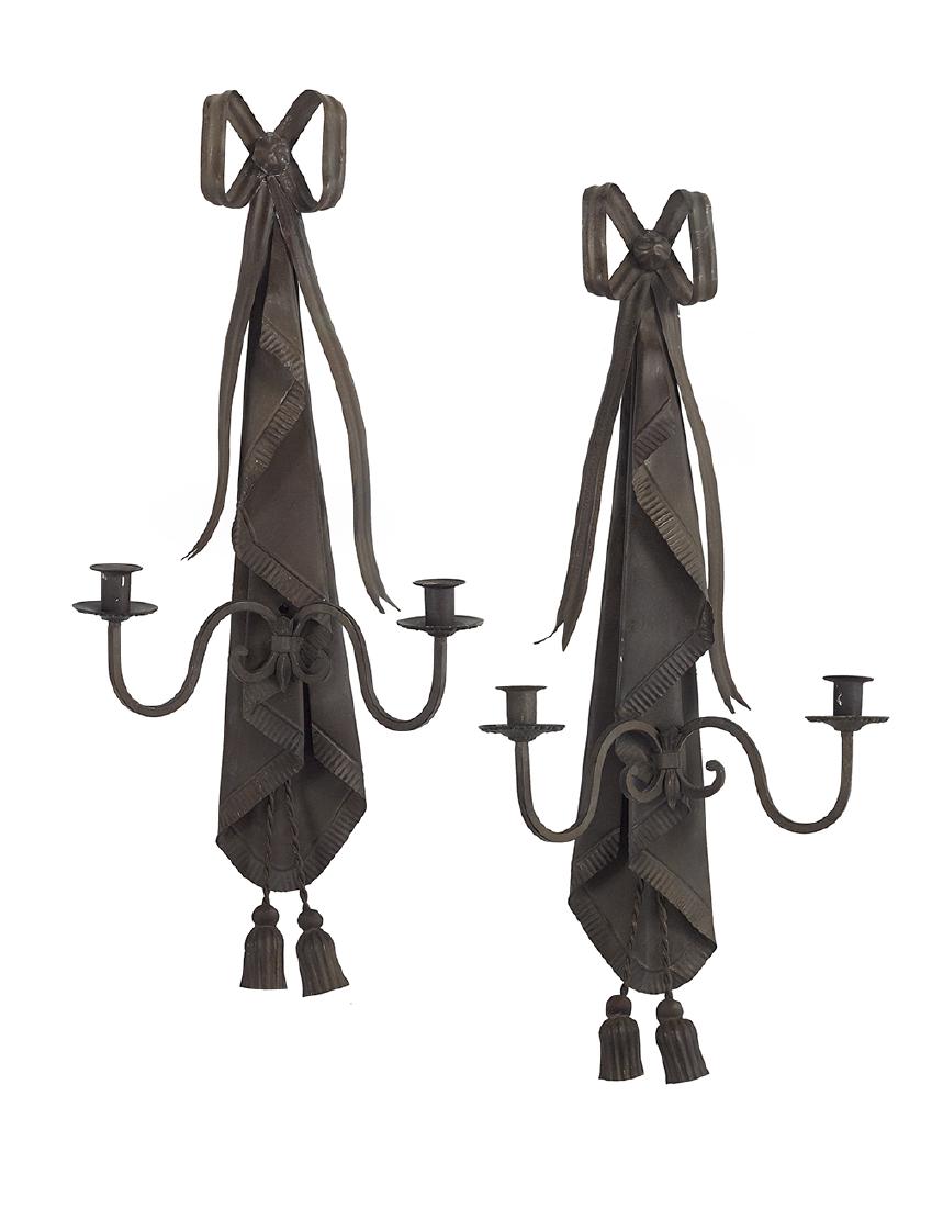 Pair of Tole Two-Light Sconces (1 of 1)