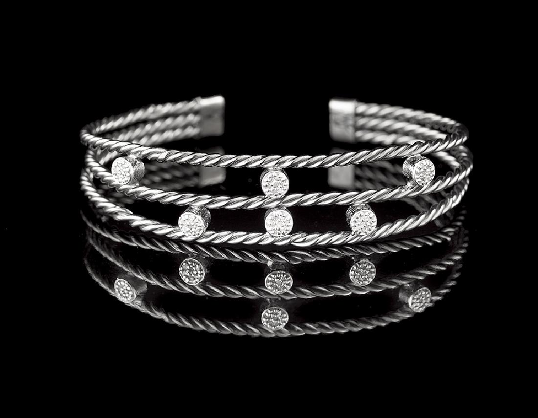 Silver and Diamond Cuff Bracelet (1 of 1)