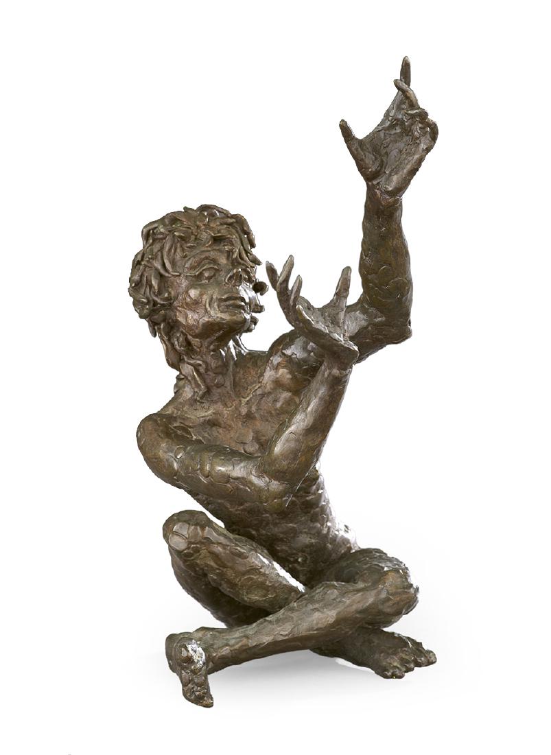 Colo Milling (American/Louisiana, 1939-2007): Colo Milling (Robert Milling Gamble) (American/Louisiana, 1939-2007) "Reaching" bronze sculpture h. 11-3/4", l. 8-1/2", d. 5-1/2 Provenance: Purchased from artist by present owner.