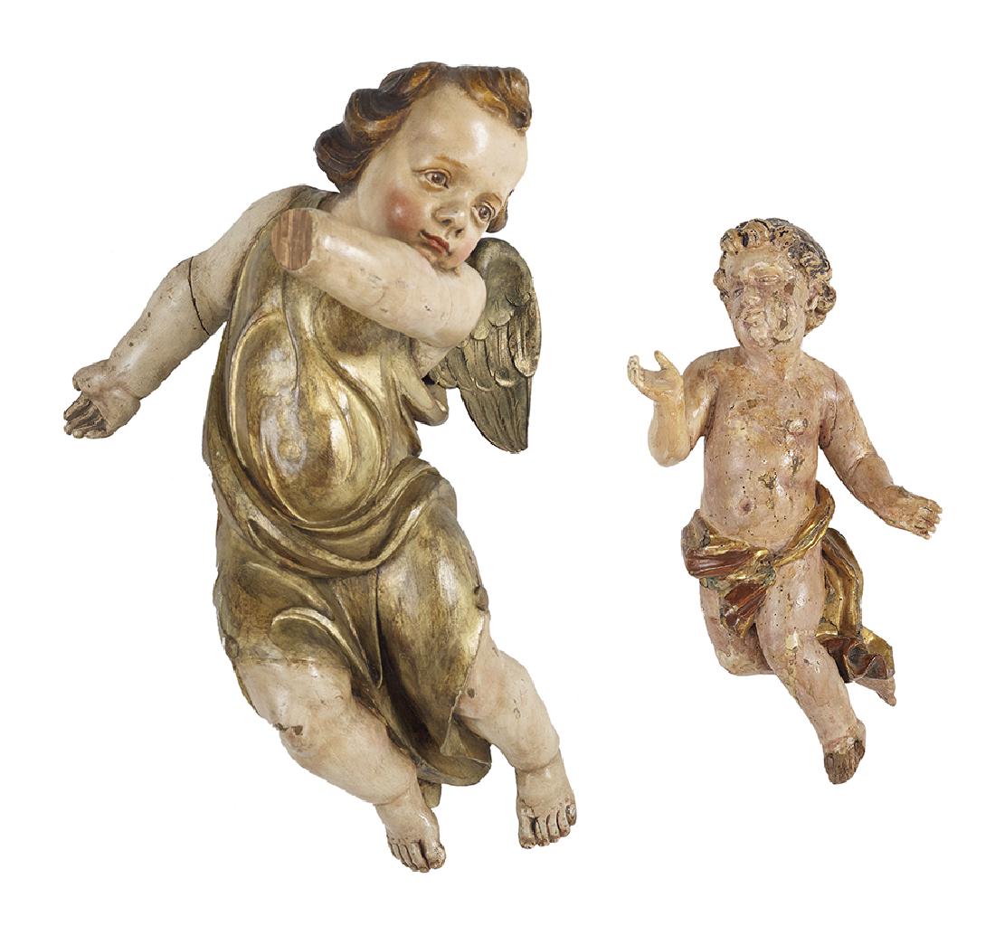 Two Painted and Parcel-Gilt Putti (1 of 1)