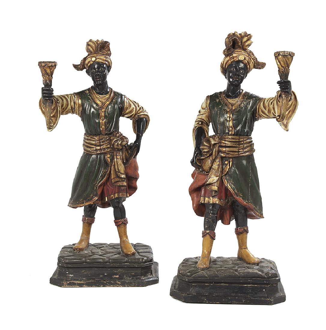 Pair of Large Carved and Painted Blackamoors (1 of 2)