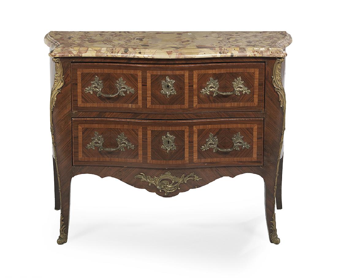 Louis XV-Style Ormolu-Mounted Marble-Top Commode (1 of 3)