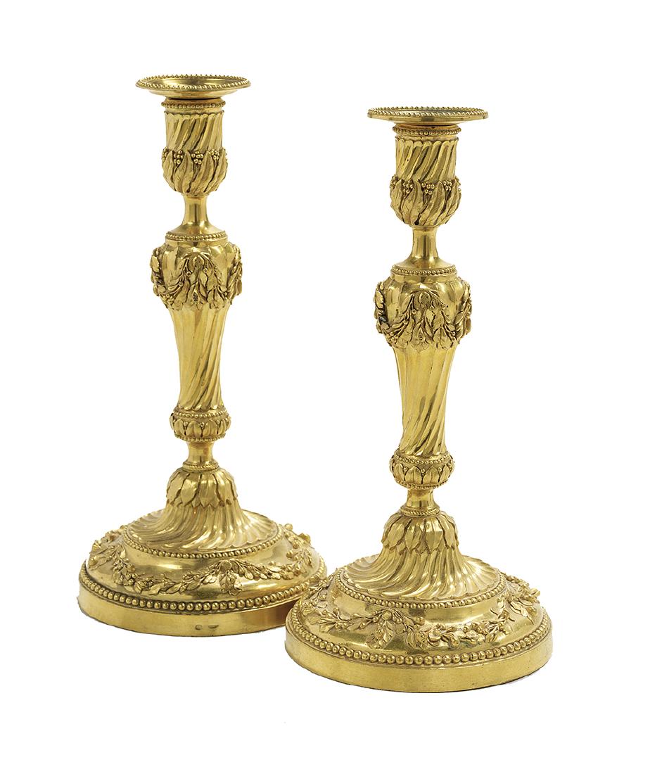 Pair of Christofle Gilt-Bronze Candlesticks (1 of 1)