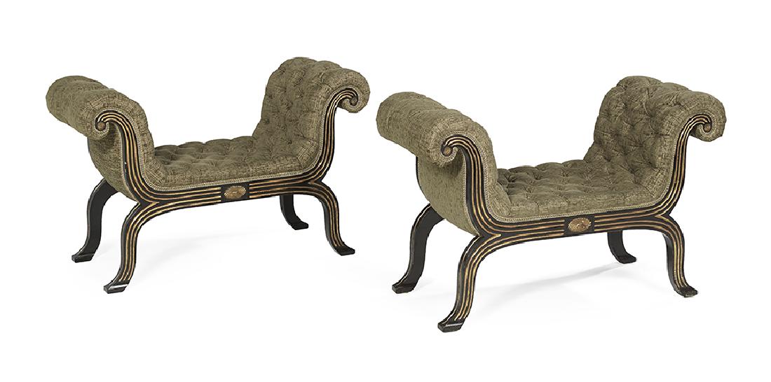Pair of Regency-Style Ebonized Benches (1 of 1)