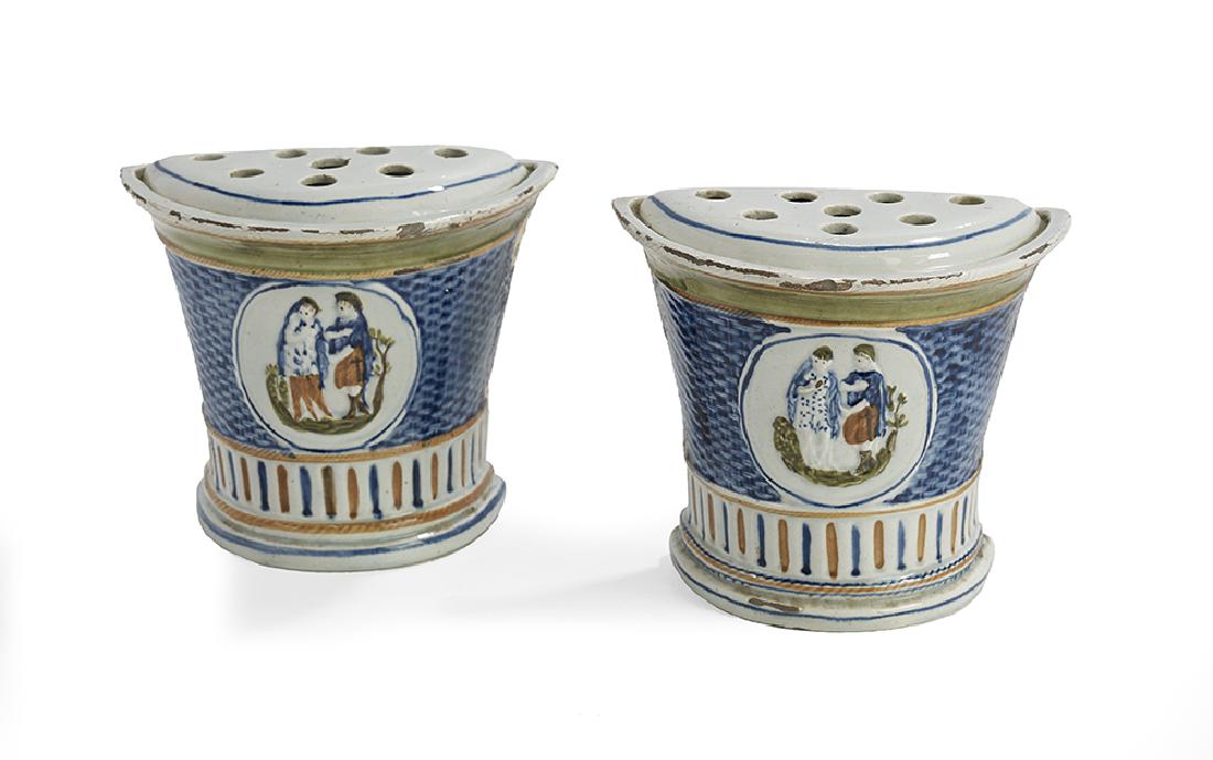 Pair of Charming Prattware Bough Pots (1 of 1)