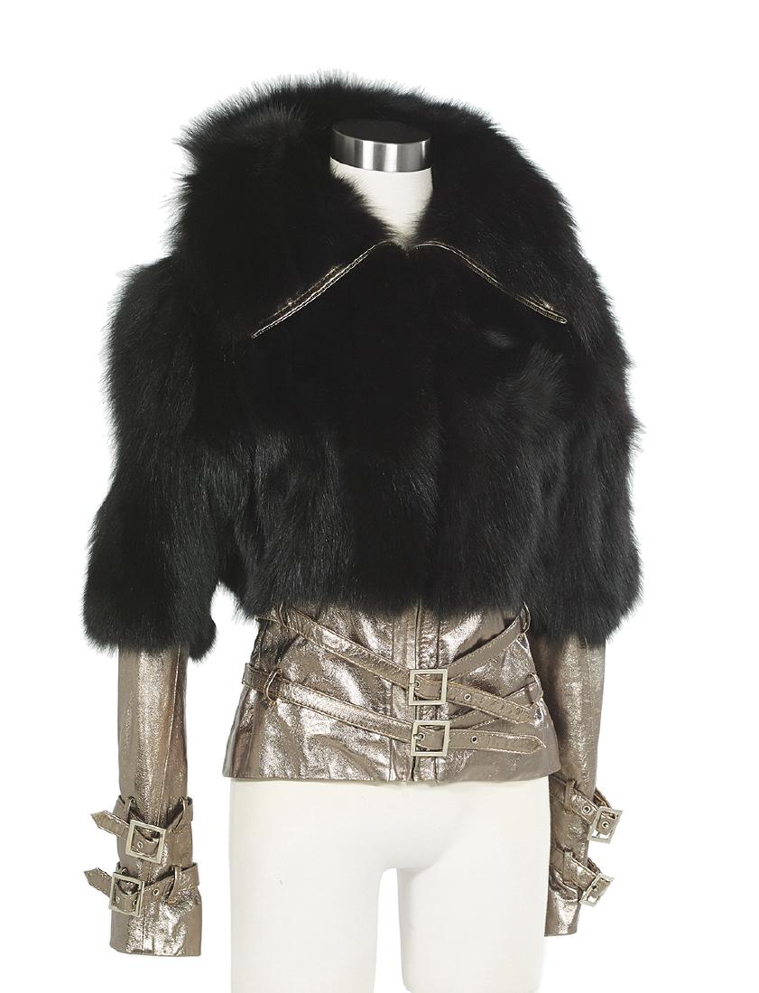 Black Fox and Gunmetal Leather Apres-Ski Jacket (1 of 2)