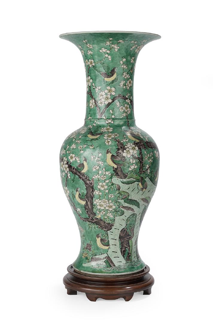 Large Chinese Porcelain Green-Ground Vase (1 of 2)