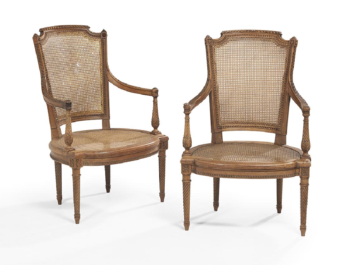 Pair of Louis XVI-Style Fruitwood Fauteuils (1 of 2)