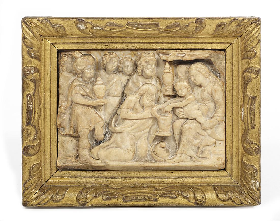 Carved Alabaster Plaque of the Birth of Christ (1 of 1)
