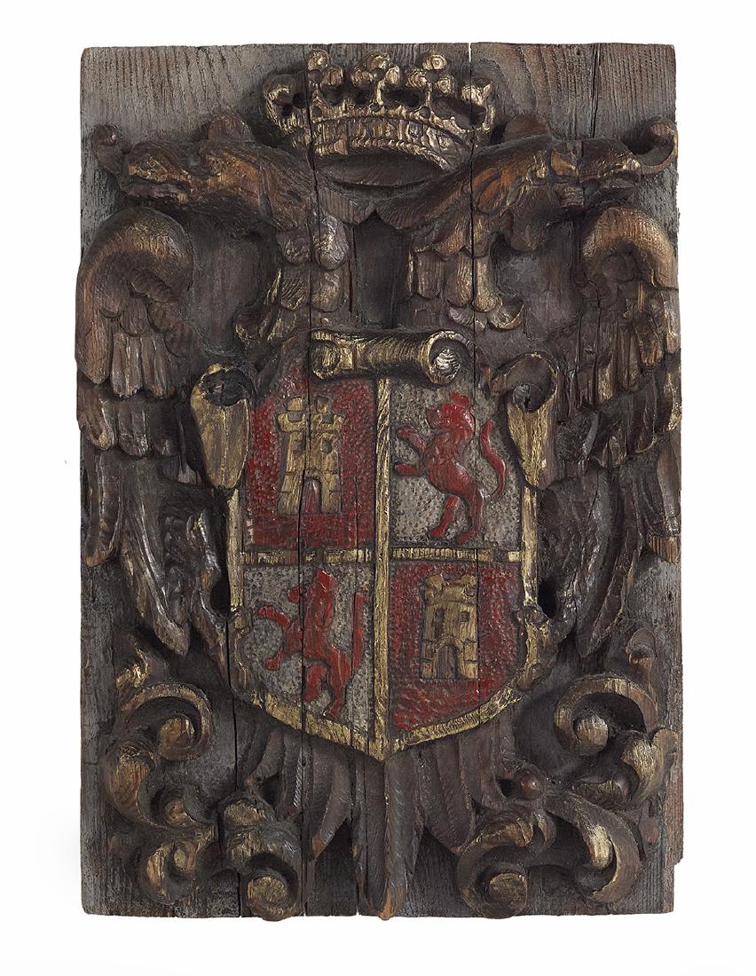 English Polychromed and Parcel-Gilt Pine Plaque (1 of 1)