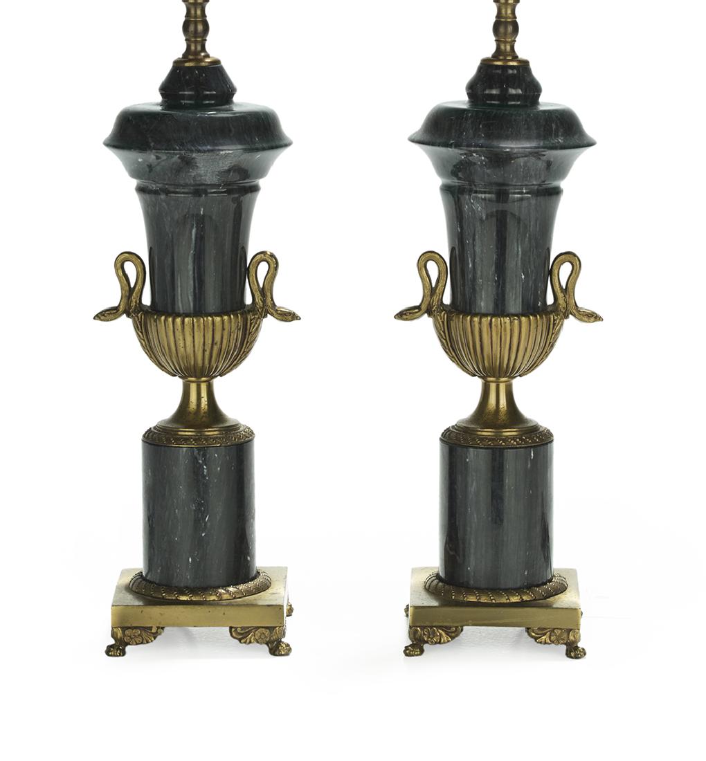 Pair of French Marble and Bronze Urn-Form Lamps (1 of 2)