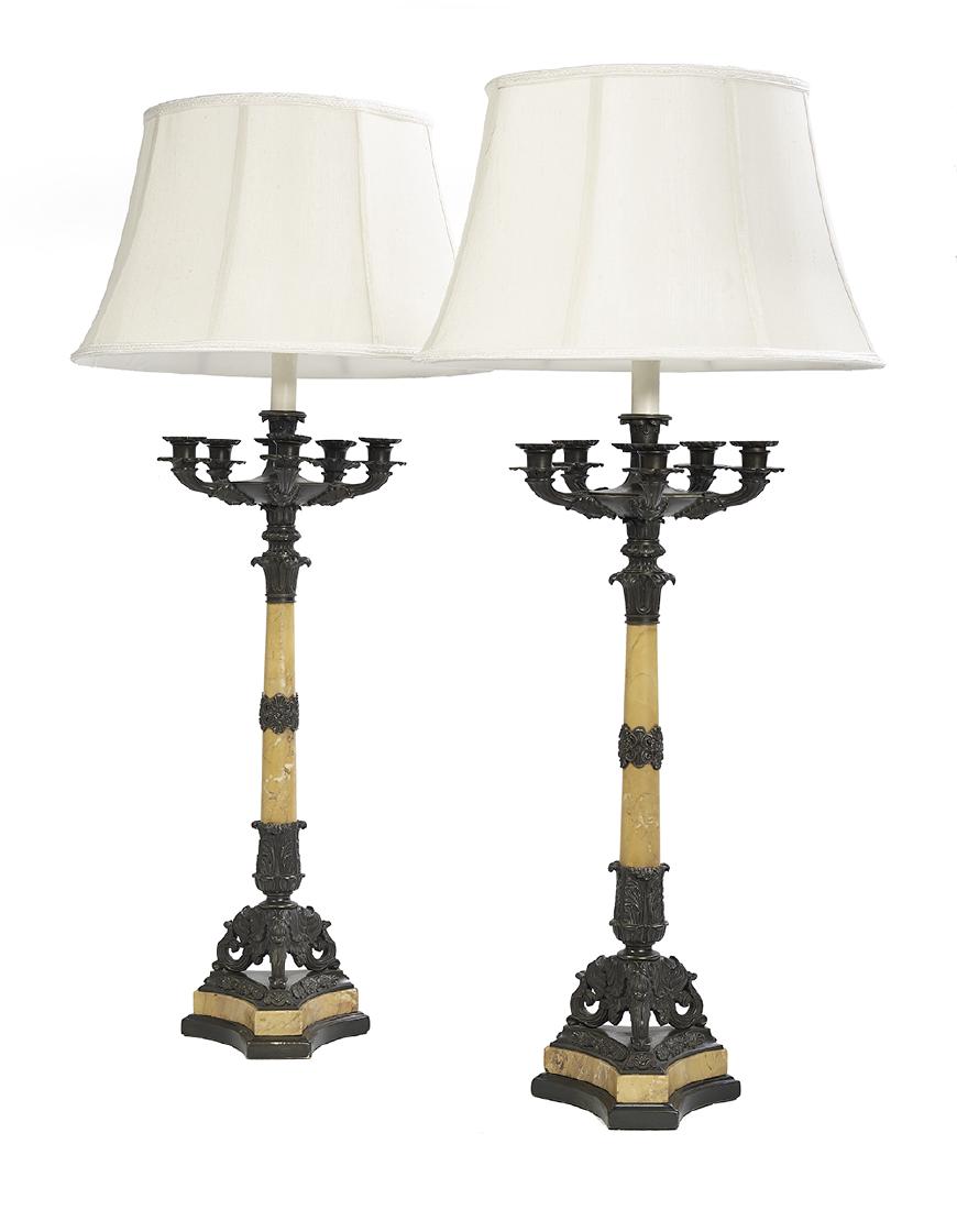 Pair of Napoleon III Bronze and Marble Candelabra (1 of 2)