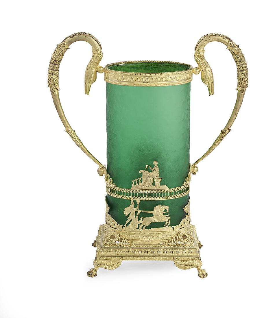 French Empire-Style Gilt-Brass and Glass Vase (1 of 1)