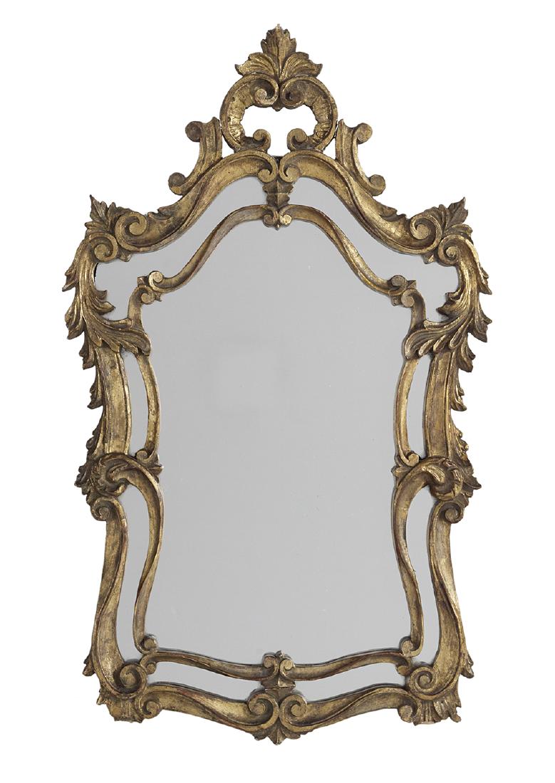Rococo-Style Giltwood Mirror: Rococo-Style Giltwood Mirror mid-20th century, probably Italian. h. 31", w. 18-1/2"