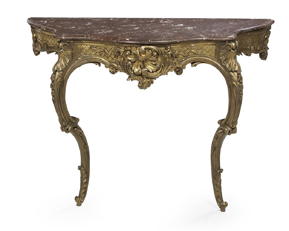 Louis XV-Style Marble-Top Console Table (1 of 1)
