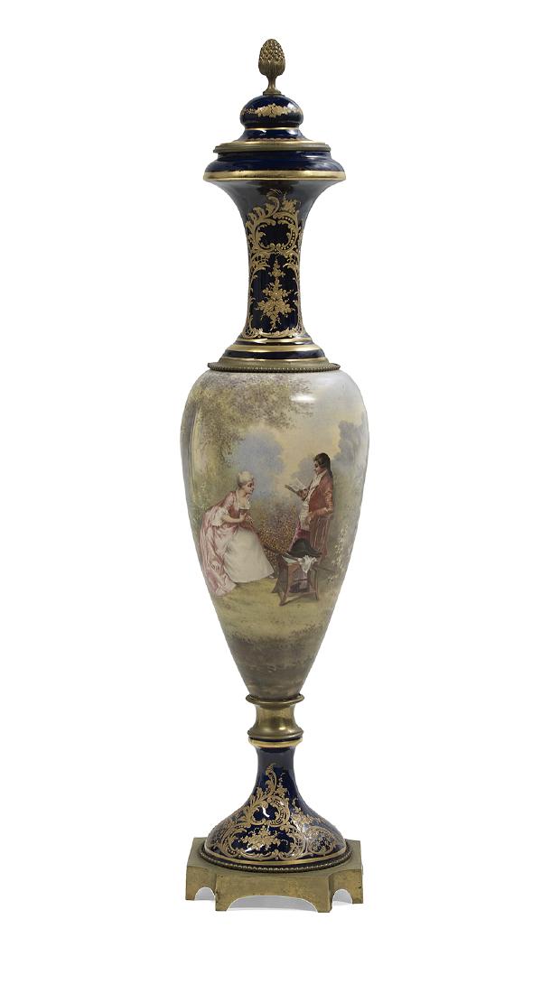 Sevres-Style Porcelain and Bronze Garniture Urn (1 of 1)