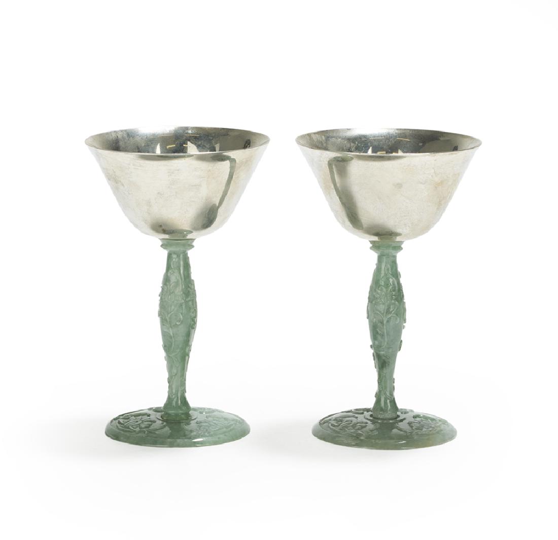 Pair of Chinese Jade-Stem Goblets (1 of 1)