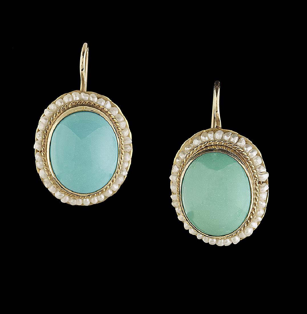 Turquoise and Pearl Earrings (1 of 1)