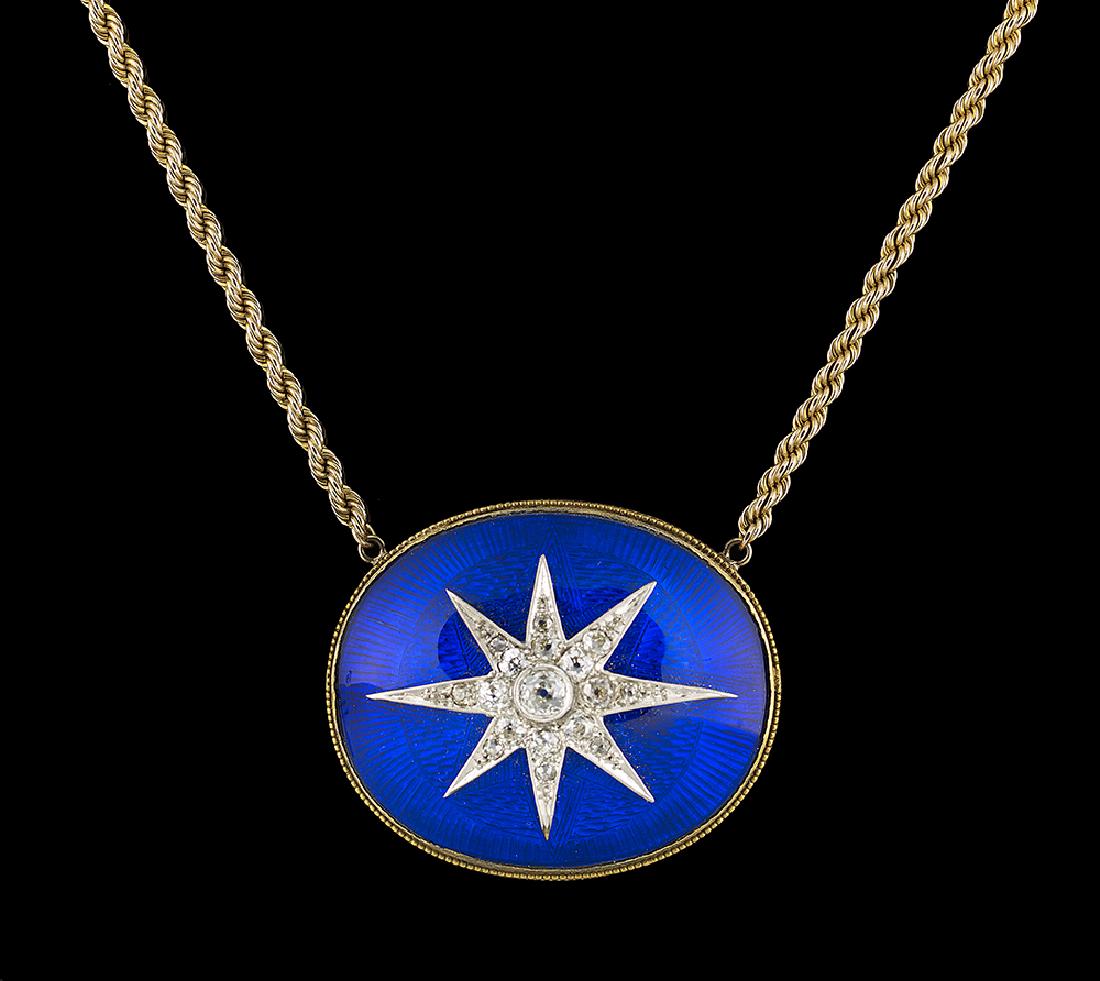 Victorian Diamond and Enamel Pendant Necklace (1 of 1)