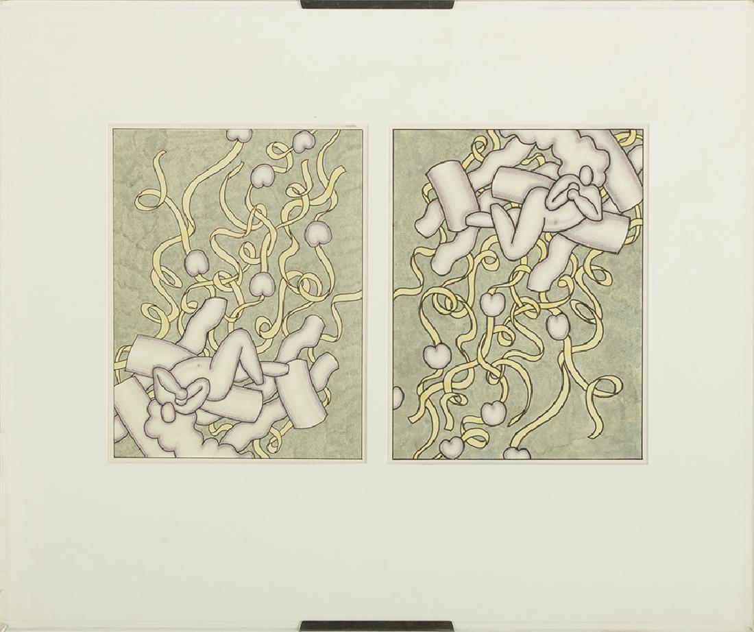 Robert Gordy (US/Louisiana, 1933-1986): Robert Gordy (American/Louisiana, 1933-1986) "Untitled" gouache and ink on paper unsigned. Matted and fitted for hanging. each image 10-3/4" x 8", framed 20" x 24"