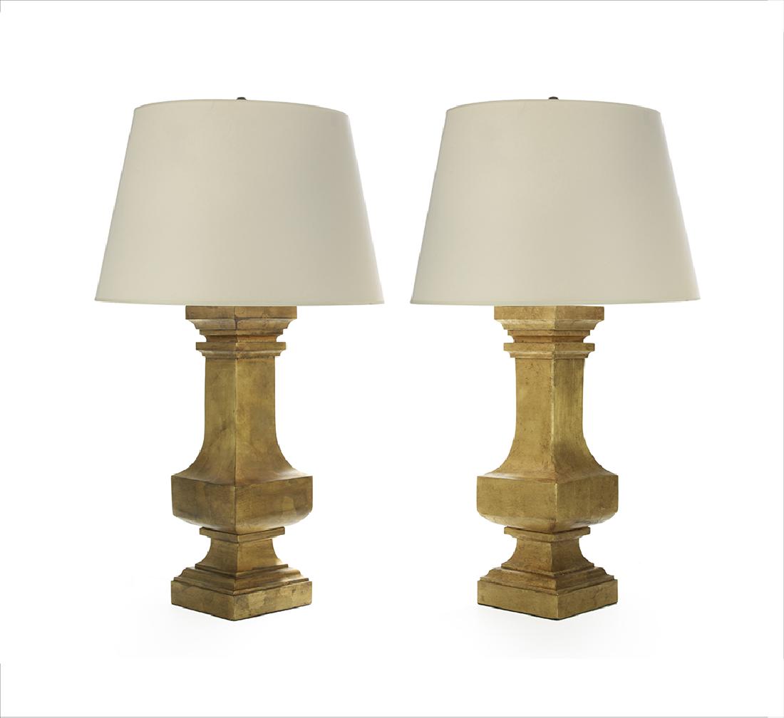 Pair of Gilded Composition Table Lamps (1 of 2)