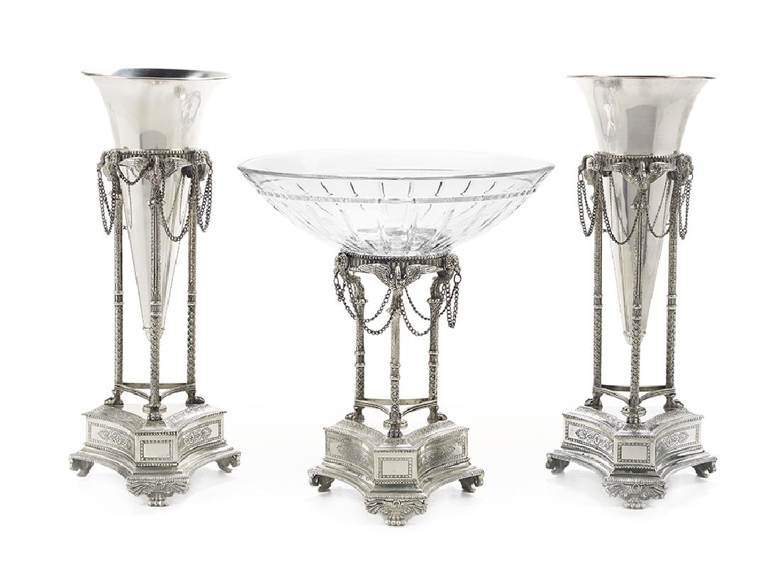 Empire-Style Silverplate and Glass Garniture Set (1 of 1)