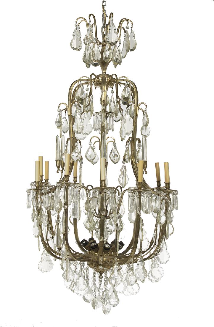 Louis XIV-Style Brass and Crystal Chandelier (1 of 1)