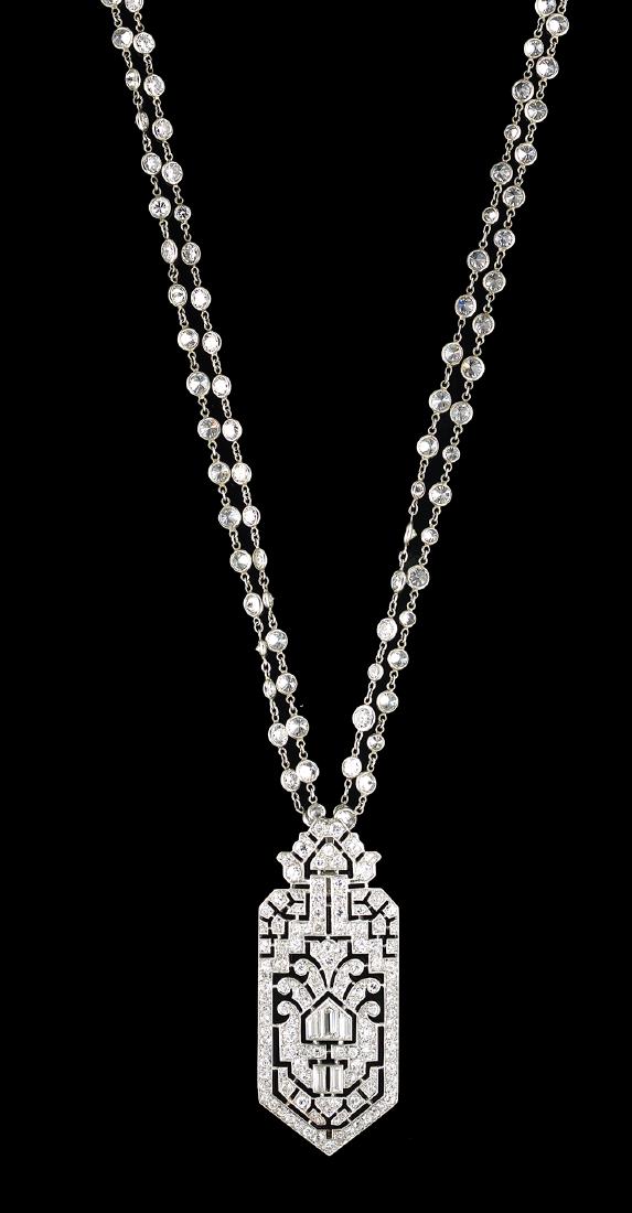 Beautiful Art Deco Diamond Pendant Necklace (1 of 3)