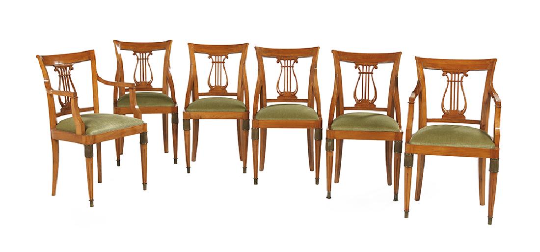 Suite of Six Biedermeier-Style Blonde Fruitwood Dining (1 of 2)