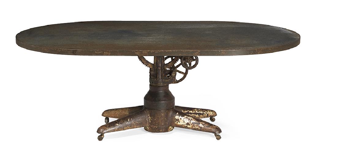 Interesting "Industrial" Steel and Iron Oval Dining (1 of 2)