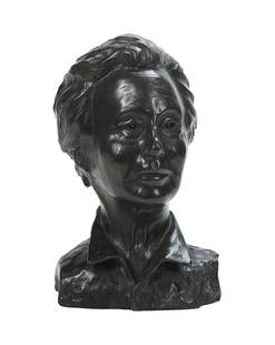 Jacob Epstein, (Polish/Israeli, 1921-2003), "Bust of: Jacob Epstein (Polish/Israeli, 1921-2003) "Bust of Frank Lloyd Wright", 1986 patinated bronze incised signature and dated at back of proper right truncation. h. 16", w. 10-1/2", d. 9-1/2"