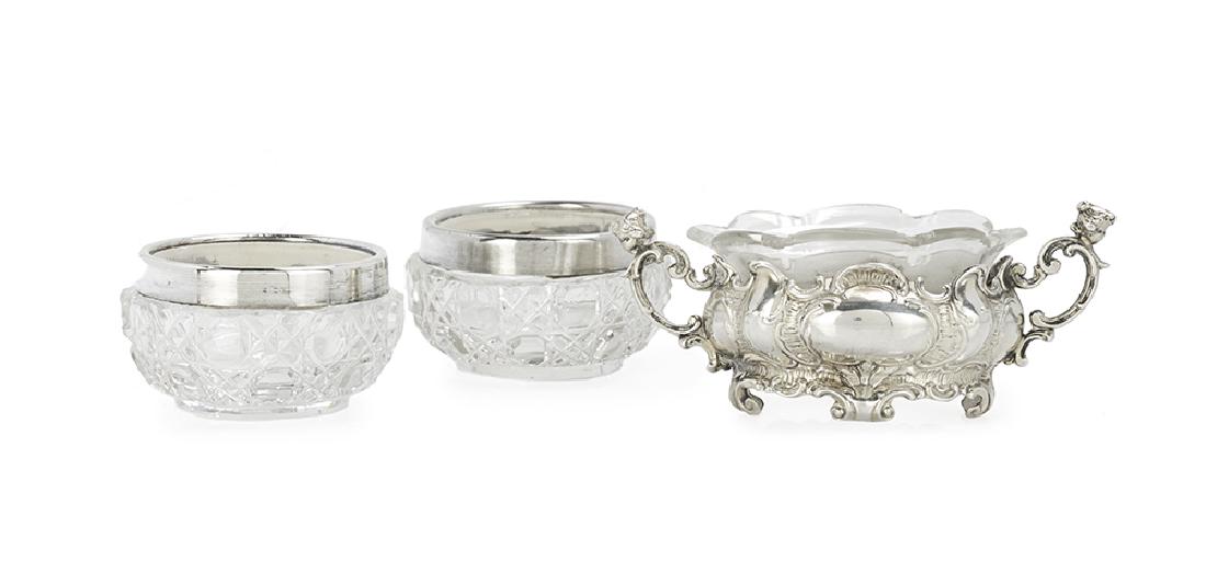 Three Continental Silver and Glass Salt Cellars (1 of 5)