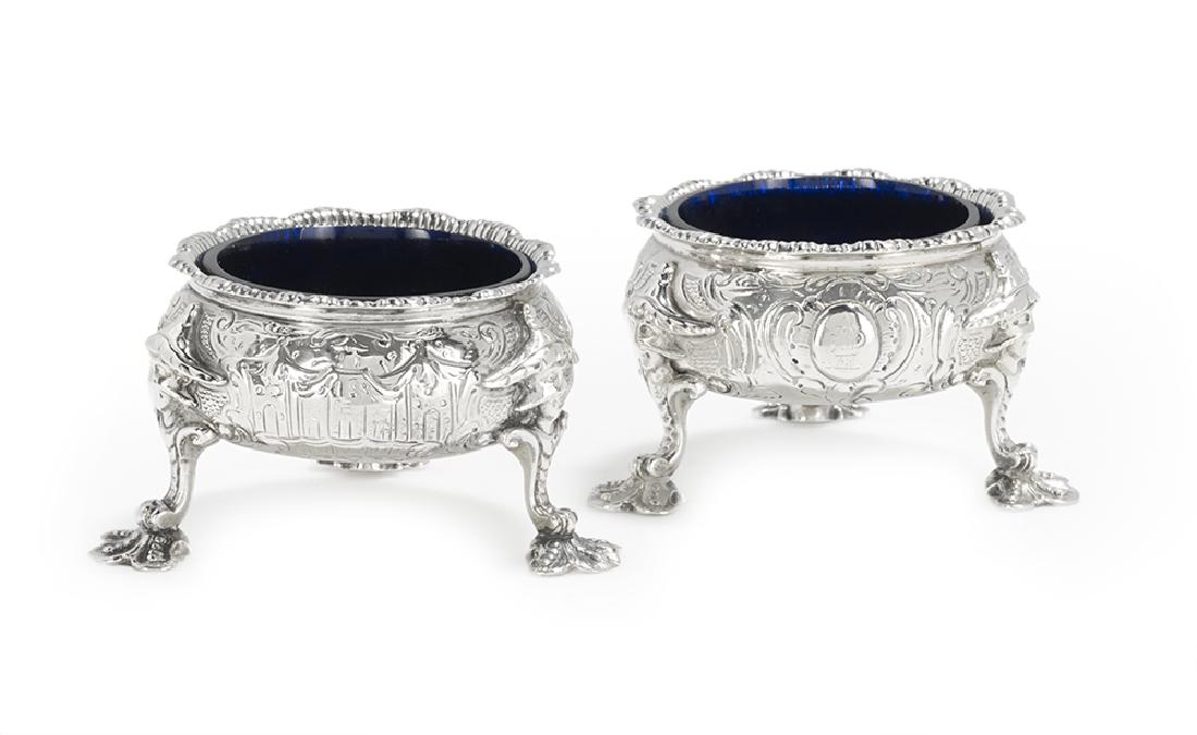 Pair of George III Chinsoiserie Silver Salt Cellars (1 of 2)