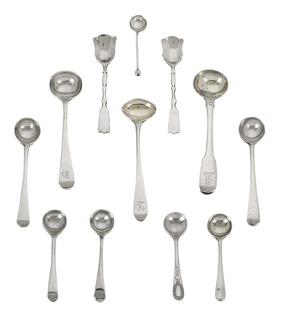 Twelve British Sterling Silver Salt Spoons (1 of 1)