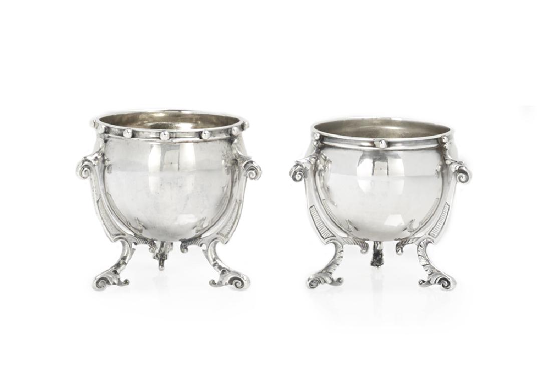 Near Pair of Gorham and Sharp Sterling Silver Salt (1 of 1)